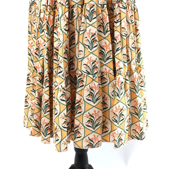 AGUA Bendita Palmera Chan Chan Miel Pink Floral Dress S NEW Short Sleeve Midi - Picture 5 of 8